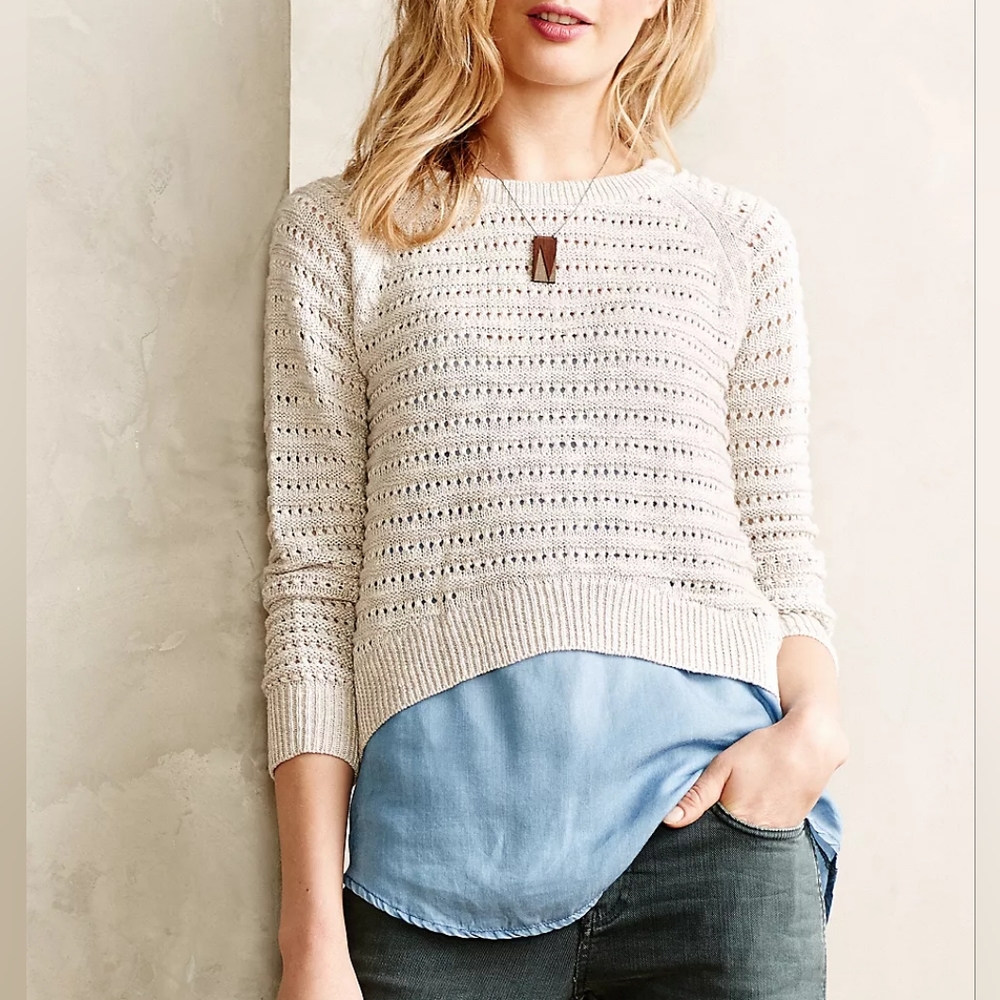 Anthropologie Cream Sweater